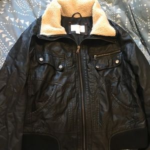 Black Target Faux Leather Jacket